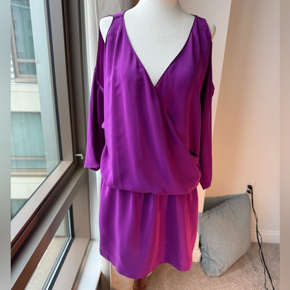 Amanda Uprichard Vivid Purple Silk Mini Dress - Picture 1 of 11